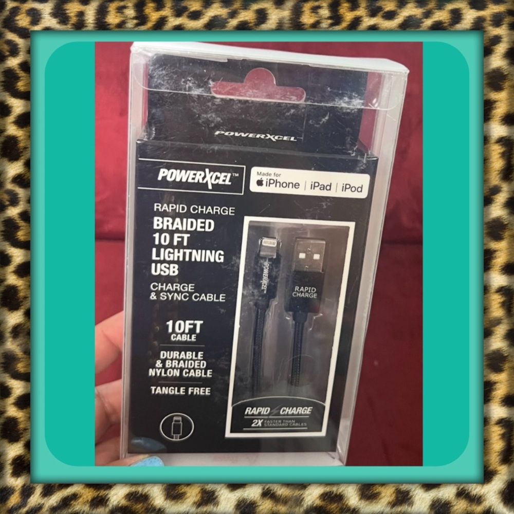 👑✅PRICE FIRM✅ PowerXcel Black Rapid Charge 10 FT Lightning USB Cable. Brand New!